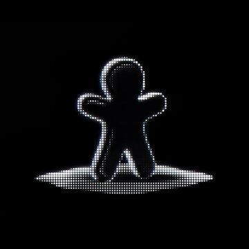 Gingerbread man halftone dotted style, glow character animation loop, alpha channel