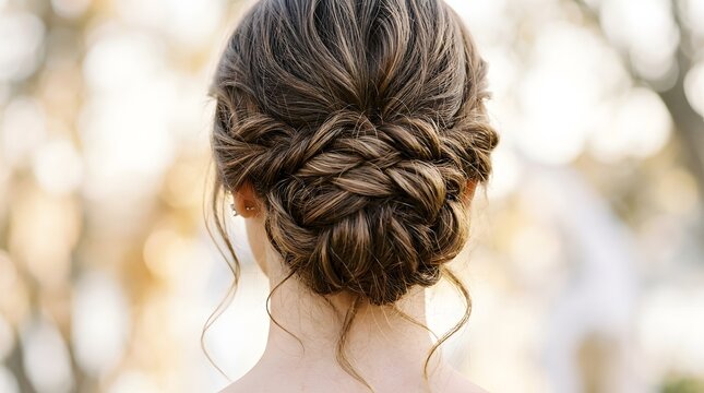 Elegant braided updo hairstyle for weddings and formal events