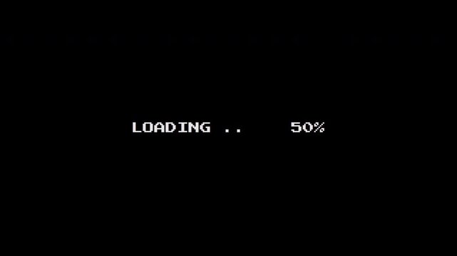 8-Bit Retro Loading Screen with Animated Percentage Progress