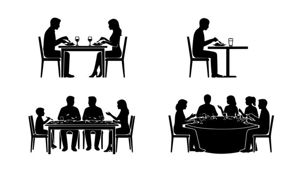 Professional Office Workspace People Silhouette CAD Vector Illustration