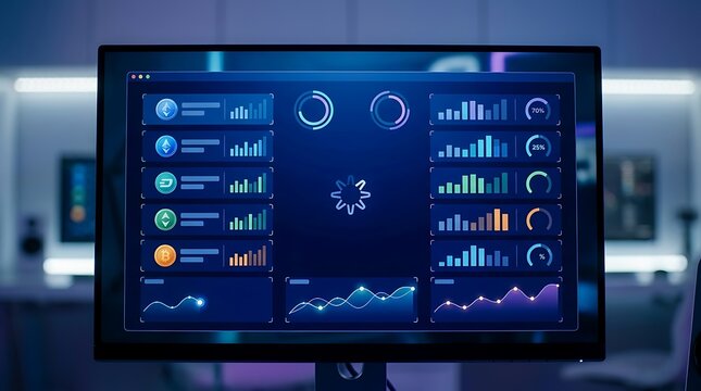 Modern monitor displaying financial data dashboard with analytics