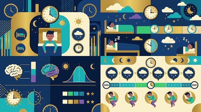 Circadian rhythm and sleep cycle health infographic