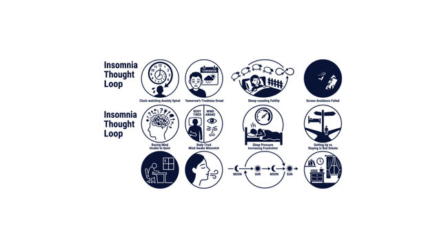 Overthinking Thought Loop Icon Set Vector Concept