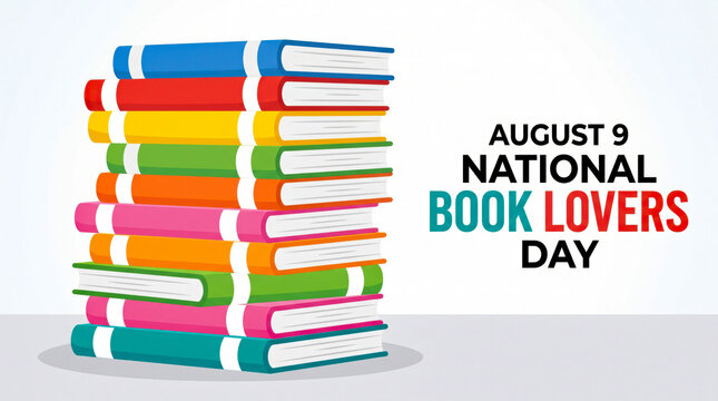 Colorful books stack celebrating national book lovers day vector illustration