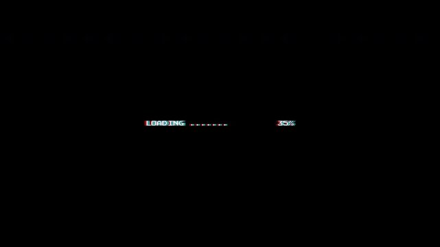Retro 8-bit Loading Progress Screen with Percentage Counter
