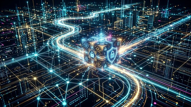 Secure digital data cube on futuristic network grid