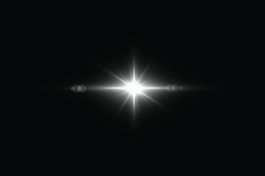 Glowing starlight with a radiant sun and sparkling particles. Abstract light effect isolated on a transparent background. PNG, vector illustration.
