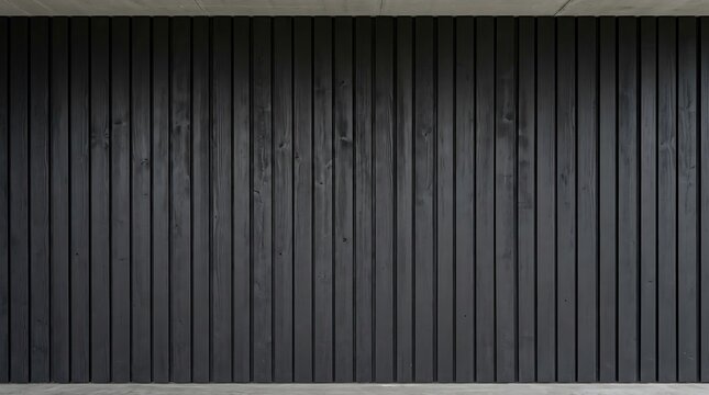 Minimalist architectural background featuring vertical black wooden slats on a modern building facade with clean lines and geometric symmetry for professional design