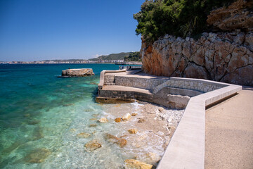 Fototapeta premium Seaside promenade near the city of Vlora, Albania.