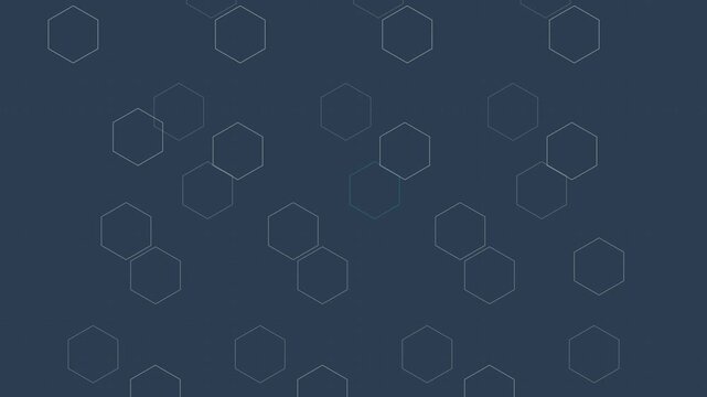 Abstract dark blue geometric background featuring a subtle pattern of thin line hexagons