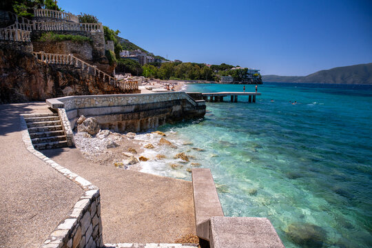 Seaside promenade near the city of Vlora, Albania.
