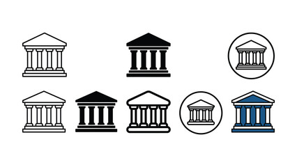 Obraz premium Set of bank building icons with different styles and designs