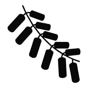 Black silhouette of a string of firecrackers, chinese new year celebration pyrotechnic explosive device