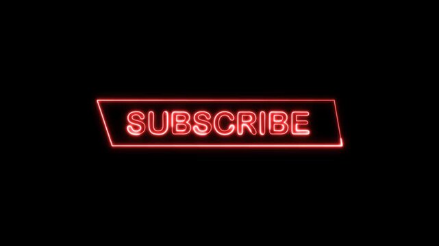 Neon Subscribe Text Animation with Glowing Light Effect on Black Background