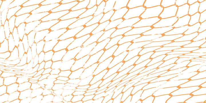 Abstract orange distorted grunge mesh pattern on white background. for sportswear or soccer goal, volleyball net, basket ball hoop, hockey, athletics. net. vector