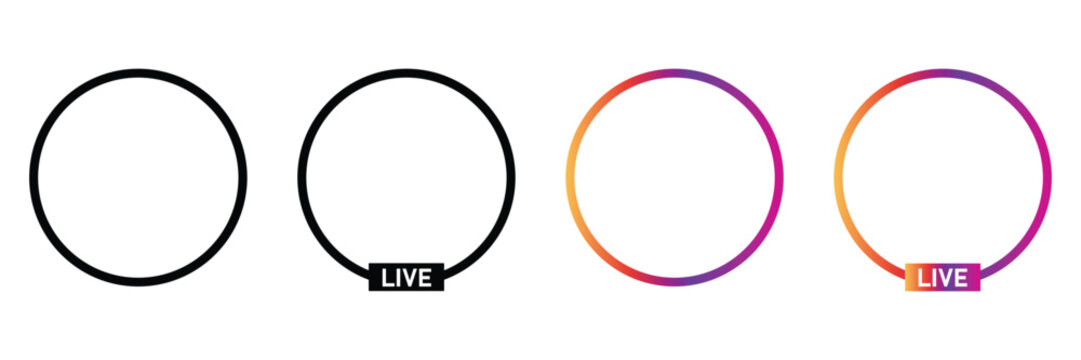 Modern social media live stream story video frames vector set
