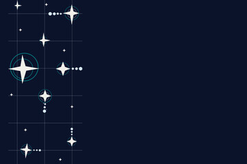 Vertical side border with a futuristic constellation grid system. Minimal winter holiday corporate cyber structure background template. © The Flat Lab