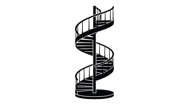 Spiral Staircase Silhouette Against White Background stairs