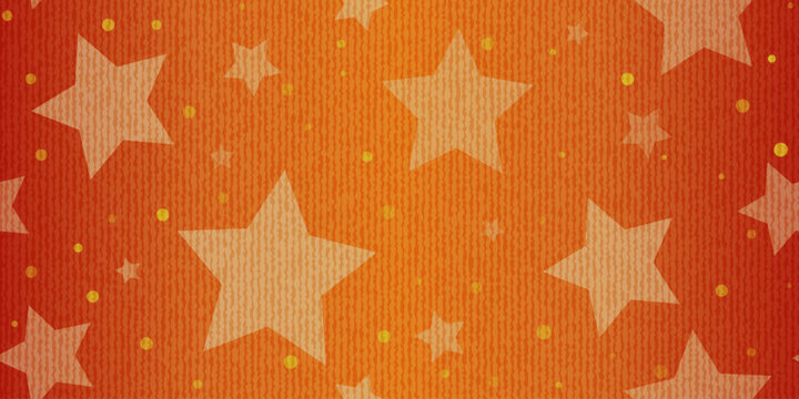 Vibrant orange and yellow summer seamless denim background with stars and confetti, colorful aesthetic jeans texture
