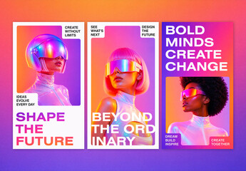 Bold Futuristic Social Media Story Post Template Set