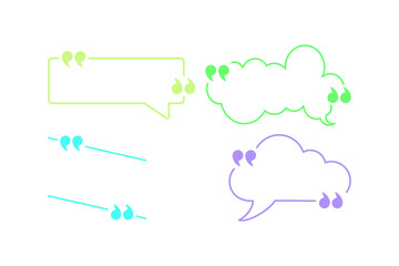 Fototapeta premium colorful speech bubbles with quotation marks on transparent background PNG