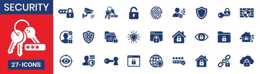 Cyber security icon set containing guard, password, home, data, solid vector © IconNest
