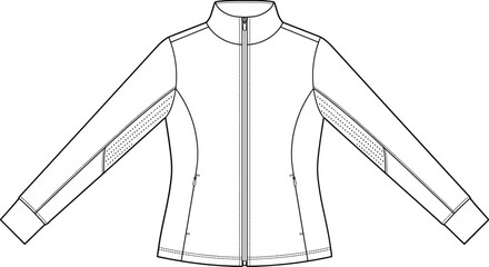 MobileWomen full zip athletic track jacket fashion technical sketch vector template with mesh ventilation panels © FalguniAkter