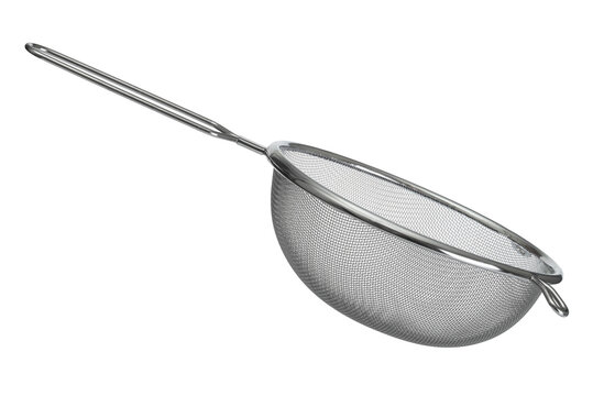 Metal stainless colander isolated on white background