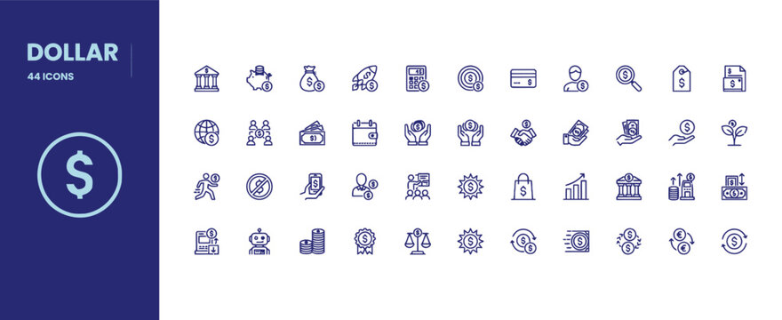 dollar money icons line icons bank wallet payment symbols