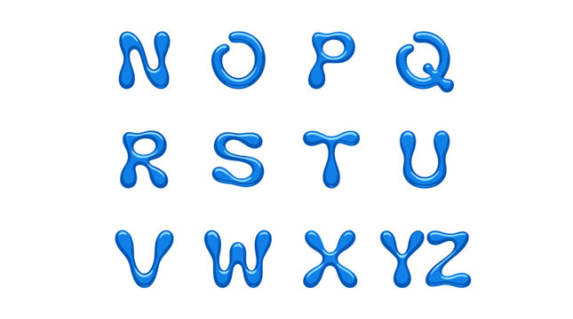 Blue letters N to Z in playful design on white background  