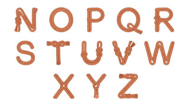 Orange rubber letters N to Z on white background  