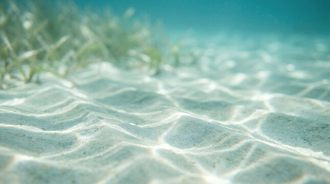 Seagrass Shadows Casting Patterns on Ocean Seabed