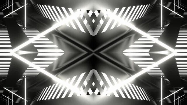 White Super Cool Striped Abstract Symmetrical Party Theme Background VJ Loop in 4K