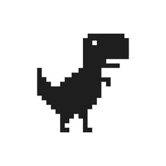Pixel art dinosaur icon, no internet connection offline error symbol vector illustration © aditya haris