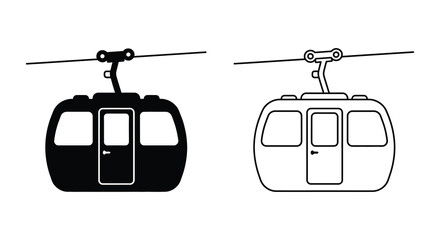 Cable Car Silhouette With Rotor Linear Style Illustration © SAKINA