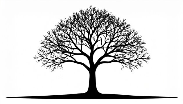 Vector. Graphic representation of the silhouette black tree on a white background. horizontal abstract graphic banner wood.
