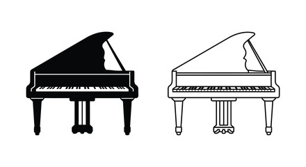 Grand Piano Silhouettes On White Background Silhouette © SAKINA