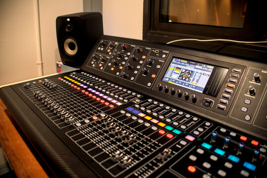 Professional Audio Mixing Console in Studio