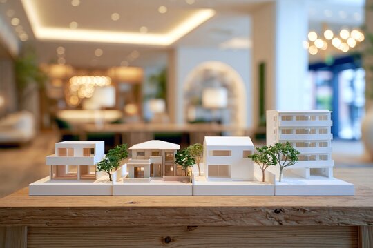 不動産の未来をデザインする住宅模型と街並み
