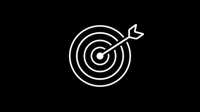 Business target. black line icon animation on a transparent background. 4k animation 