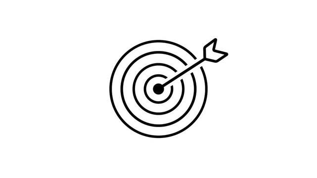 Business target. black line icon animation on a white background. 4k animation 