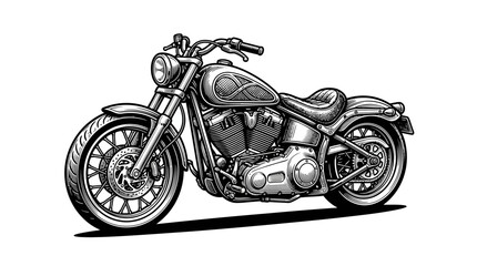 Vintage custom bobber motorcycle black and white sketch © surya