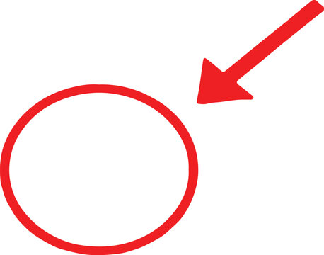 Red circle with arrow pointing.