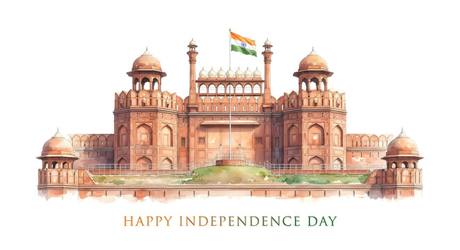 India independence day red fort concept on background.