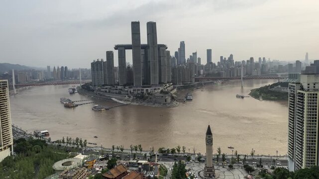 Chongqing cyberpunk city skyline fast loop