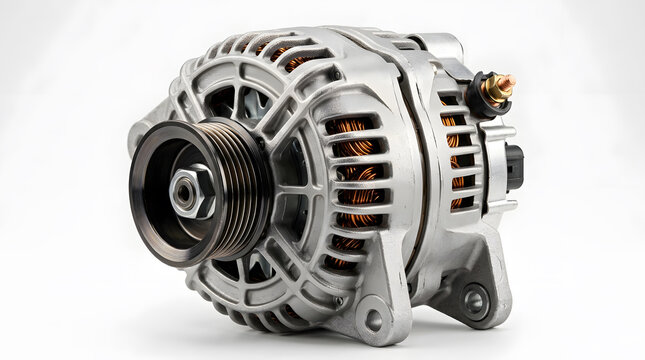 New car alternator for vehicle electrical system | High output automotive alternator replacement part | Modern car generator with copper windings and pulley