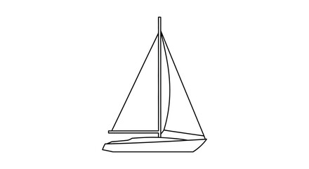 Sailing boat line art illustration on a white background © Momtaj