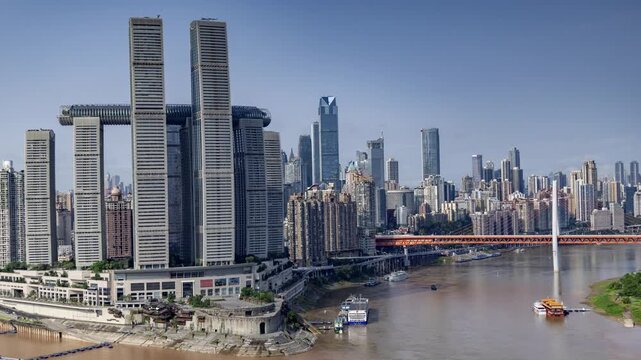 Chongqing cyberpunk city skyline fast loop