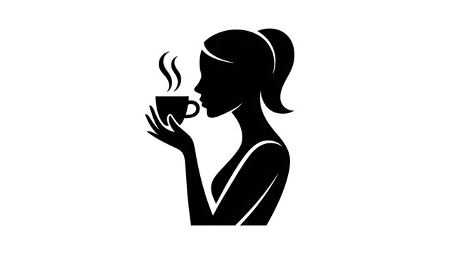 Woman silhouette drinking hot coffee in morning light conceptualizing relaxation and a peaceful start to the day