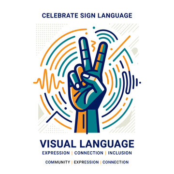 Visual language hand gesture symbolizing expression and connection. International Day of the Deaf  